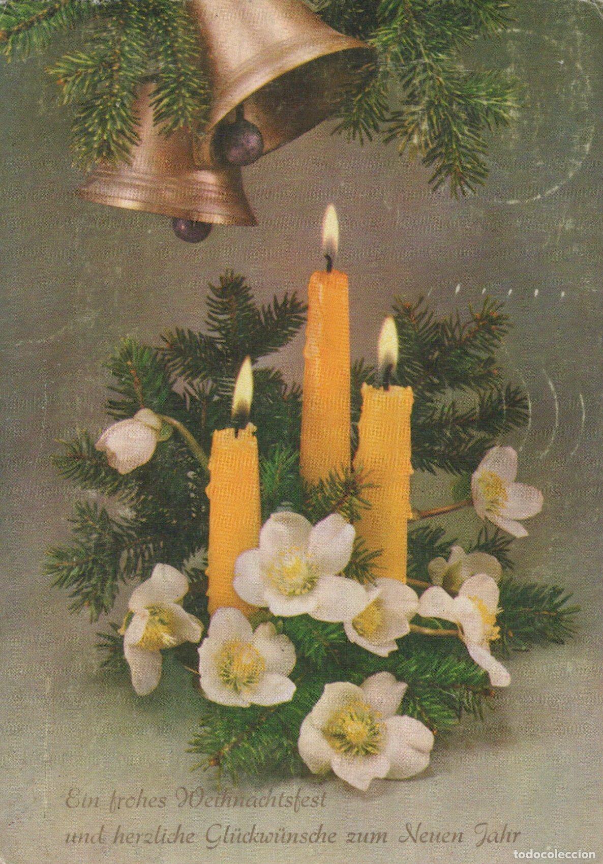 Cartes Postales: Germany Berlin Christmas Bells Candles Flowers Fir Branches Holiday *YAS625