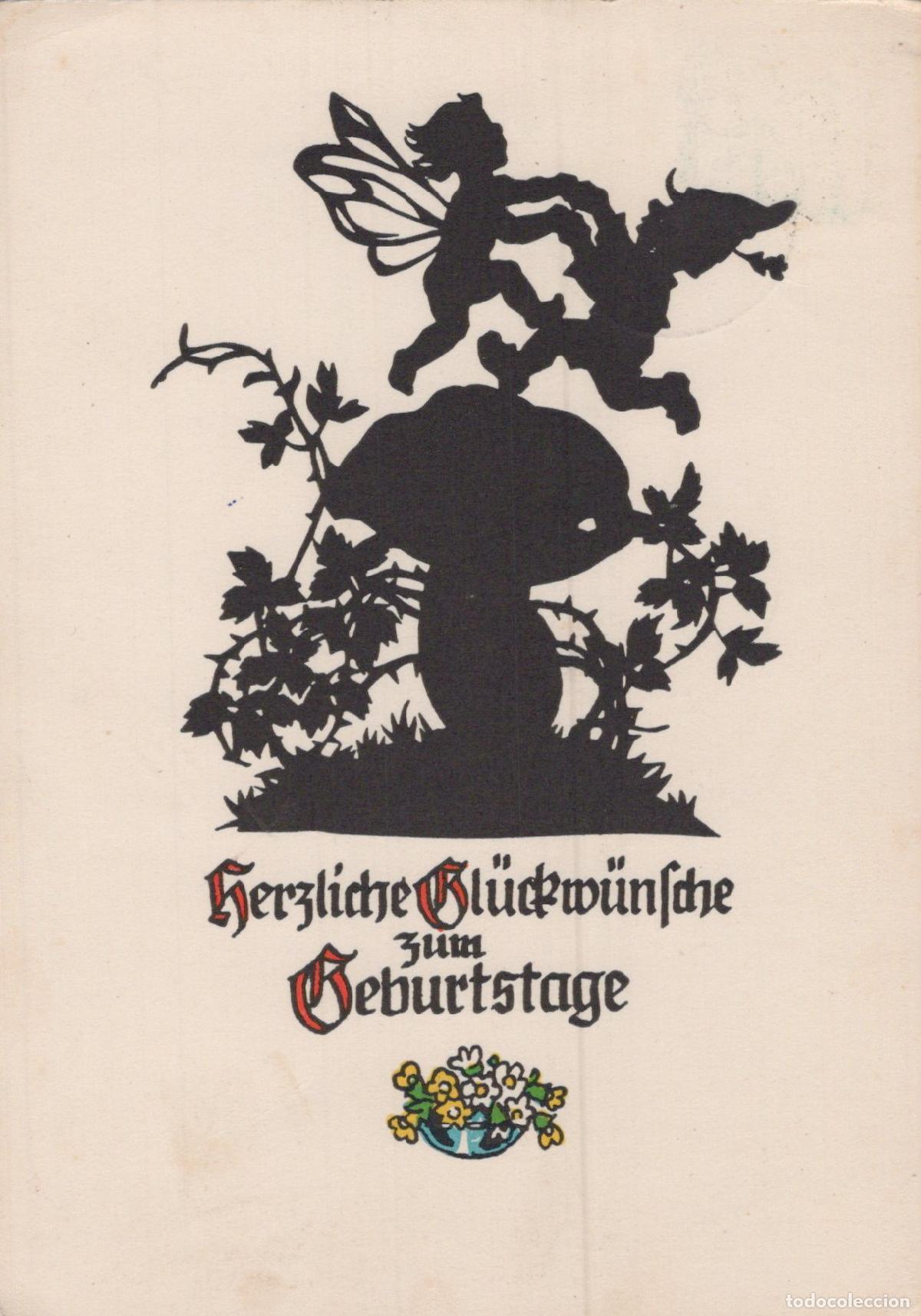 Postcards: Germany Herrnhut Fairies Dancing On Mushroom Birthday Greetings *YAS576