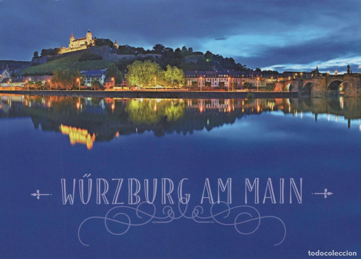 Postcards: Germany W&uuml;rzburg Am Main Illuminated Fortress Marienberg Old Main Bridge *YAS705