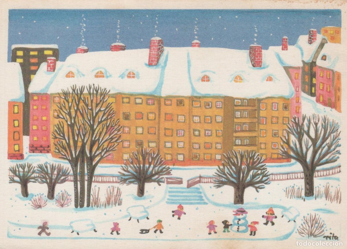 Postales: Germany Winter Snow Scene Children Playing Building Architecture *YAS682