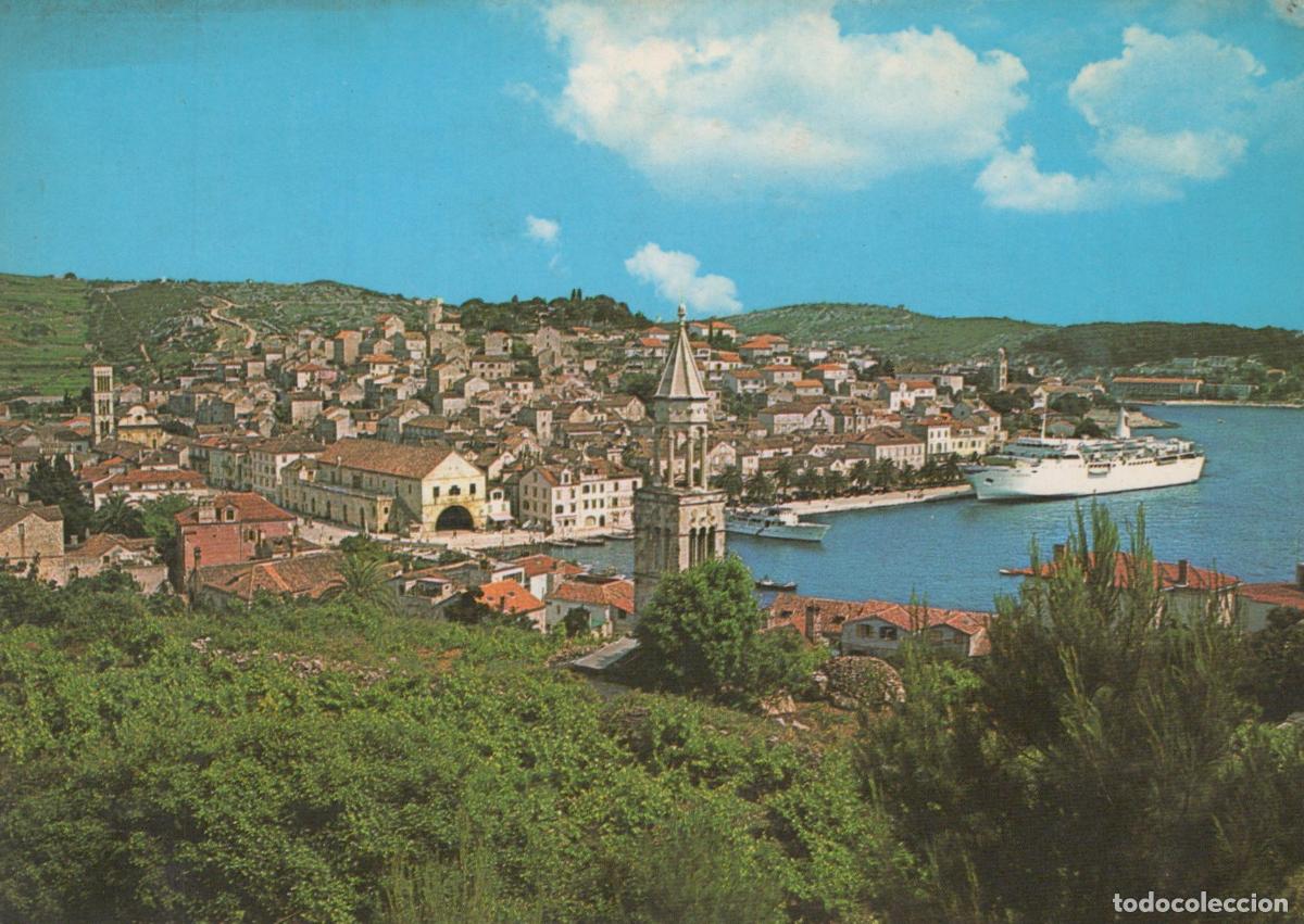 Postales: Croatia Hvar Panoramic View of City Harbor and Bell Tower *YAS833