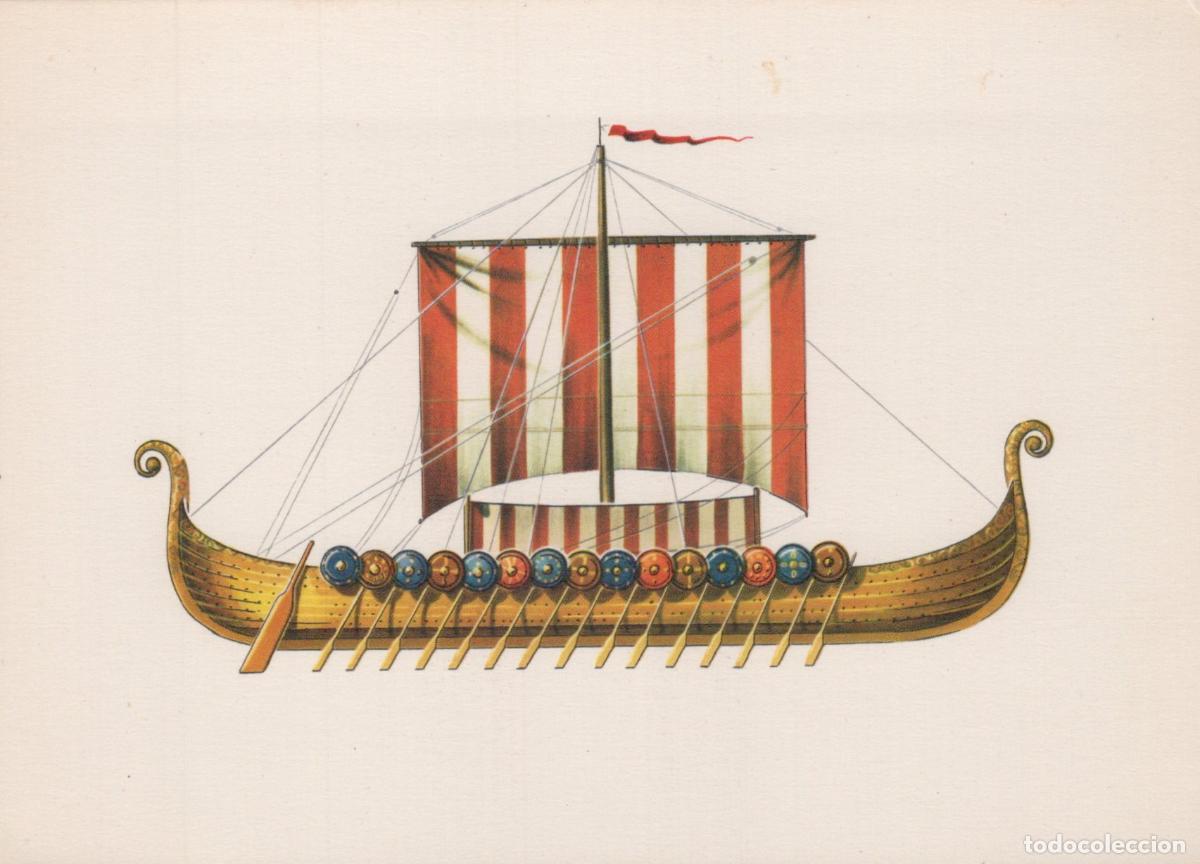 Postcards: Germany Reichenbach IM Vogtland Viking Ship Um 900 With Red Unposted *YAS947