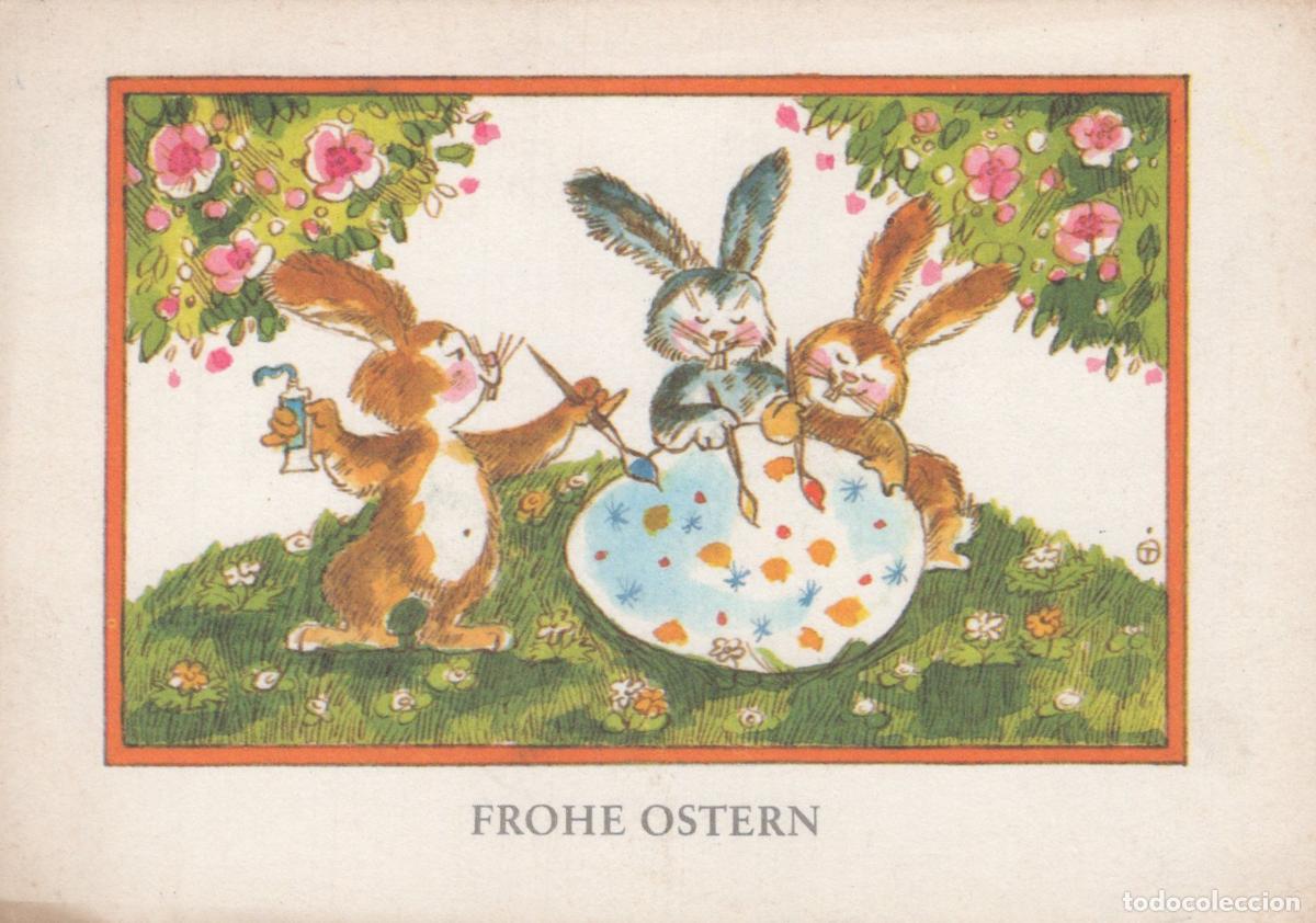 Postales: Germany Gorlitz Easter Bunnies Painting Egg Vintage *YAS848