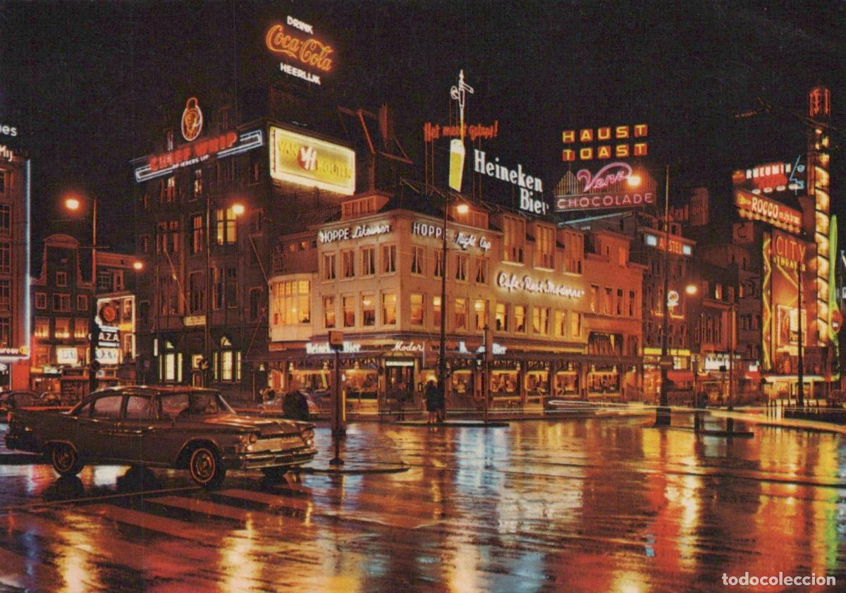 Postkarten: Netherlands Amsterdam Leidseplein Square Night Scene With Neon Unposted *YAS964