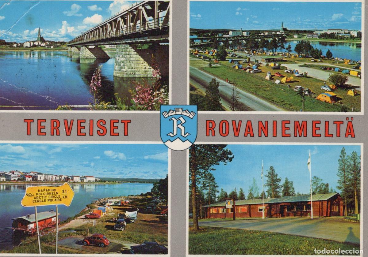 Postais: Finland Rovaniemi Bridge Camping Arctic Circle Sign Collage *YAR009