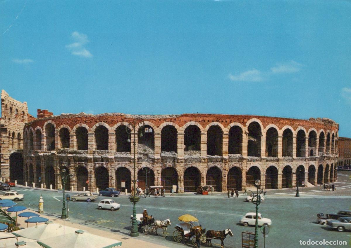 Postais: Italy Verona Roman Arena Amphitheater Horse Carriage Cars Unposted *YAR071