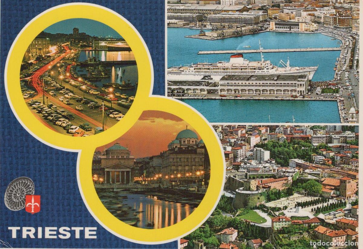 Postkarten: Italy Trieste Cityscape Collage Night View Port Harbor Aerial Unposted *YAR079