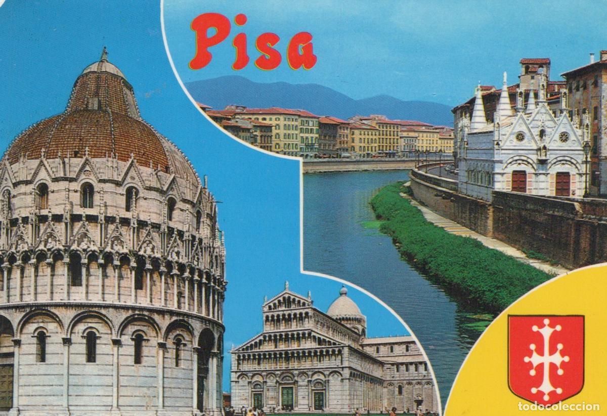 Postkarten: Italy Pisa Cathedral Baptistery Arno River Cityscape Vintage Unposted *YAR096