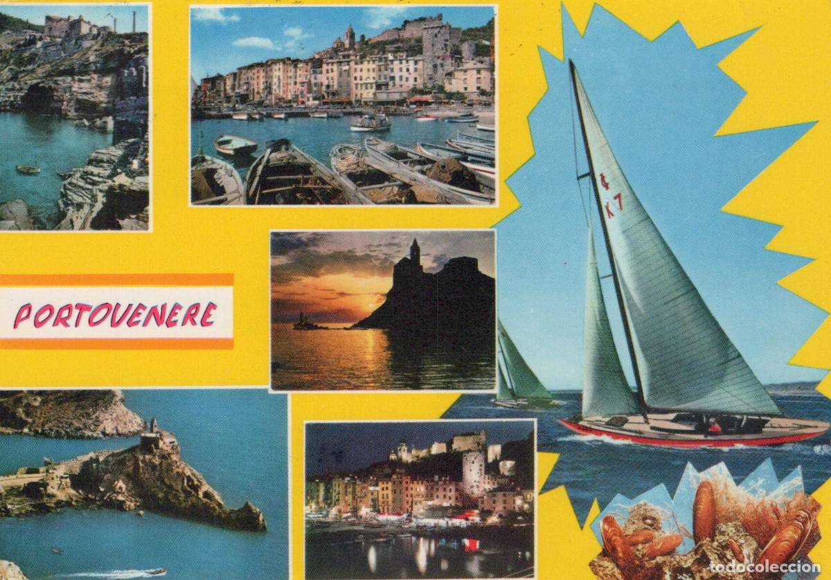 Postkarten: Italy Portovenere Coastal Town Boats Sailing Lobsters Multi View *YAR083