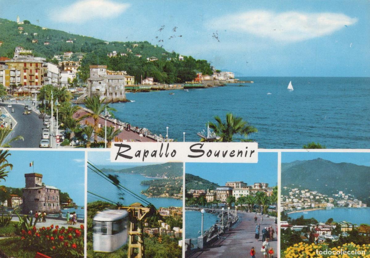 Postkarten: Italy Rapallo Souvenir Coastal Town Funicular Seascape Architecture *YAR098