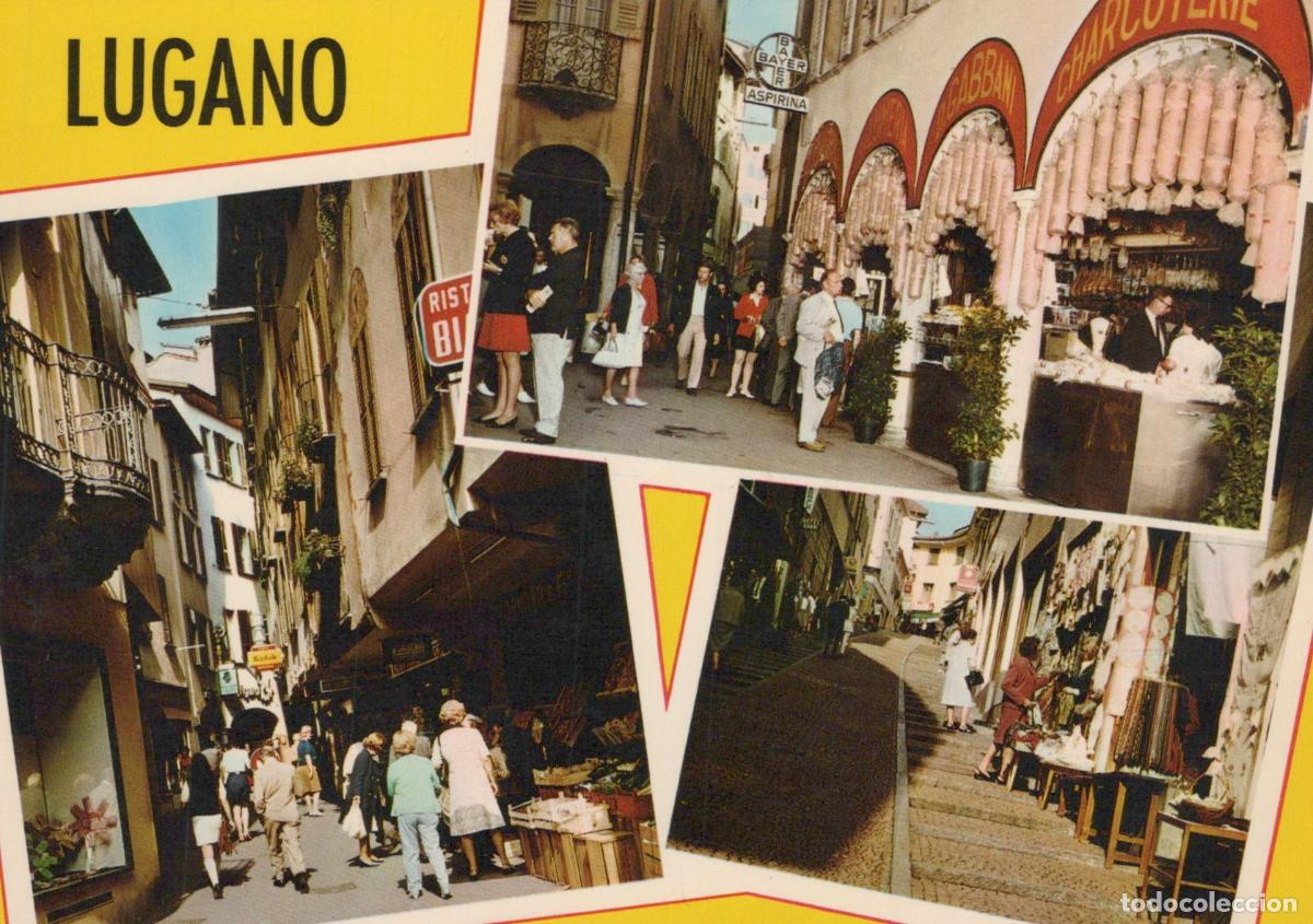 Postkarten: Switzerland Lugano Street Scenes Market Shops People Unposted *YAR103