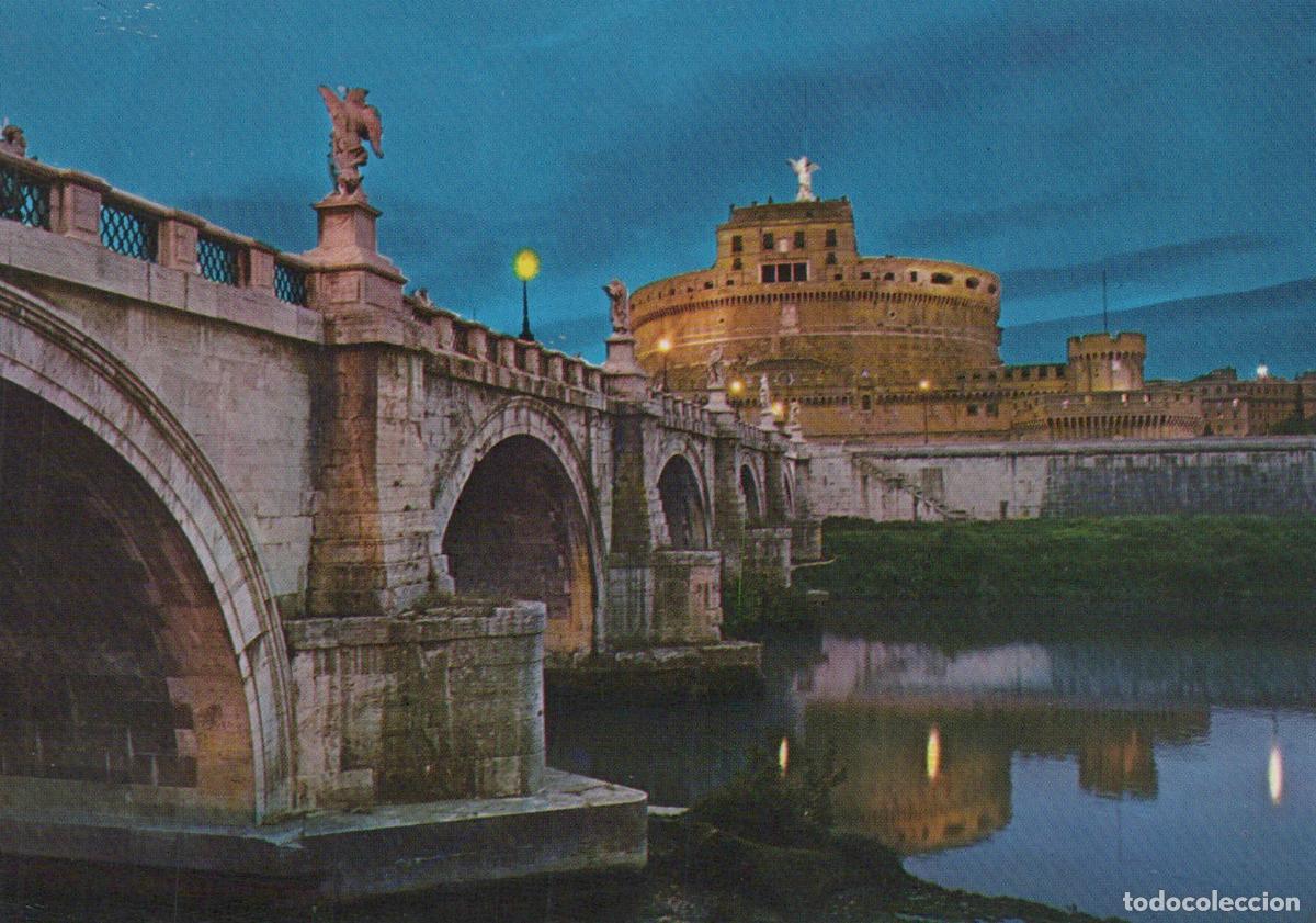 Postkarten: Italy Rome Ponte Sant Angelo Bridge and Castel Sant Angelo At Night *YAR108