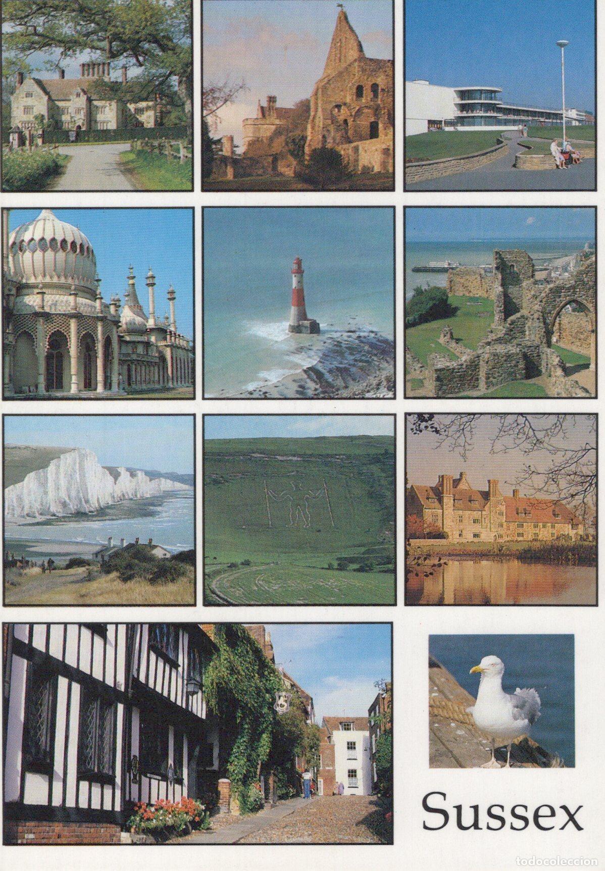 Postales: United Kingdom Sussex Collage of Various Landmarks and Scenes Unposted *YAR219