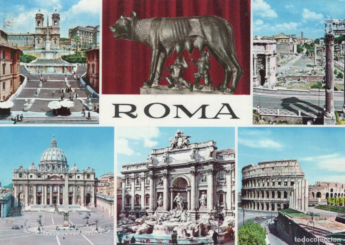 Postcards: Italy Rome Collage Spanish Steps St Peter S Basilica Trevi Fountain *YAR288