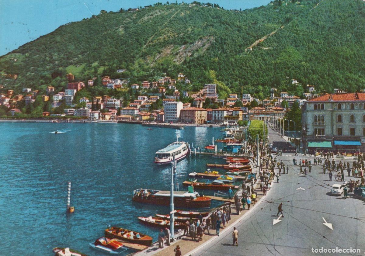 Postales: Italy Como Lake Promenade 1968 Boats and People On Waterfront *YAR326