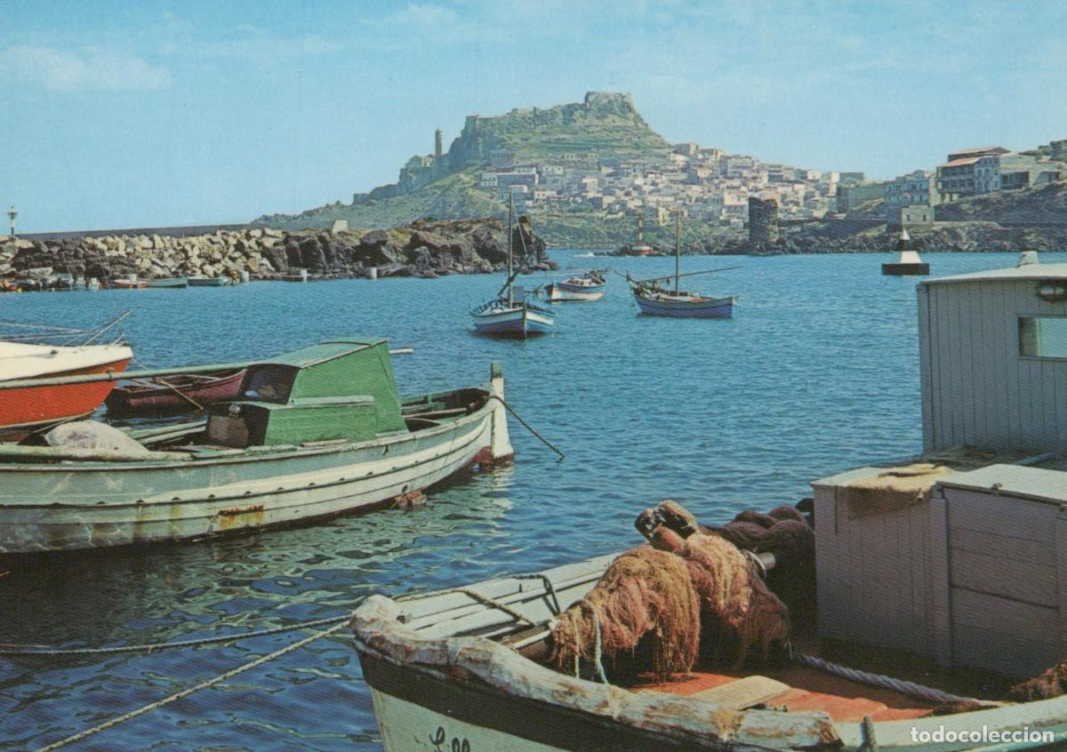 Postales: Italy Castelsardo Sardinia Fishing Boats Harbor Village Hilltop Unposted *YAR319