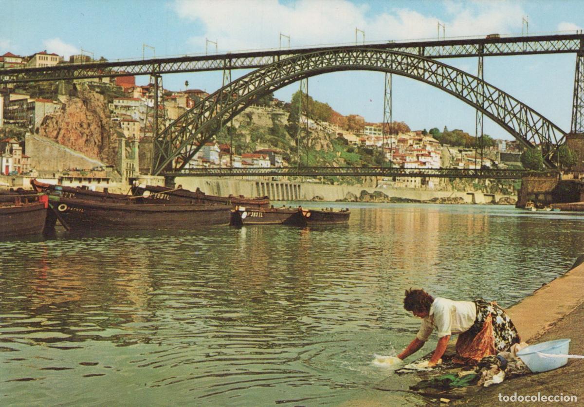 Postales: Portugal Porto D Luis Bridge Douro River Woman Washing Clothes Unposted *YAR339