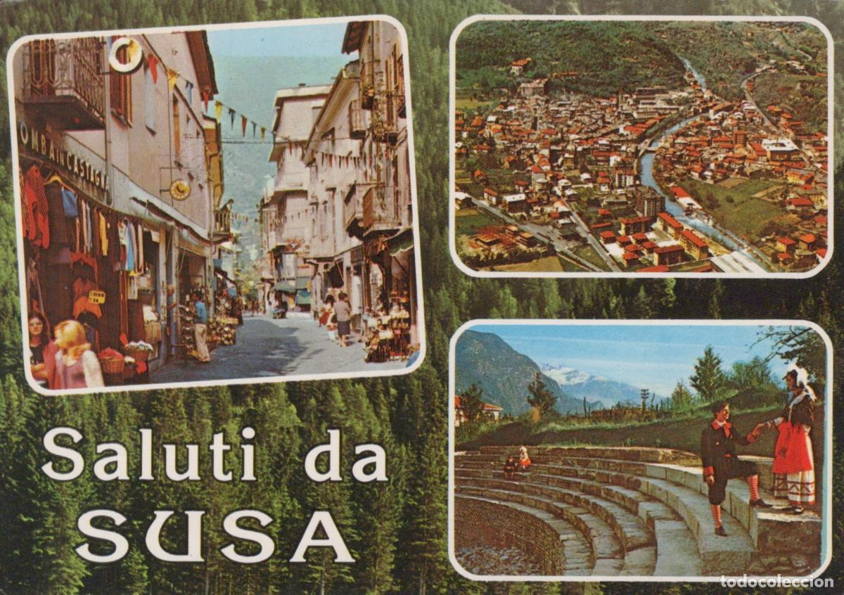 Postales: Italy Susa Via Roma Panorama Roman Amphitheater Traditional Costumes *YAR524