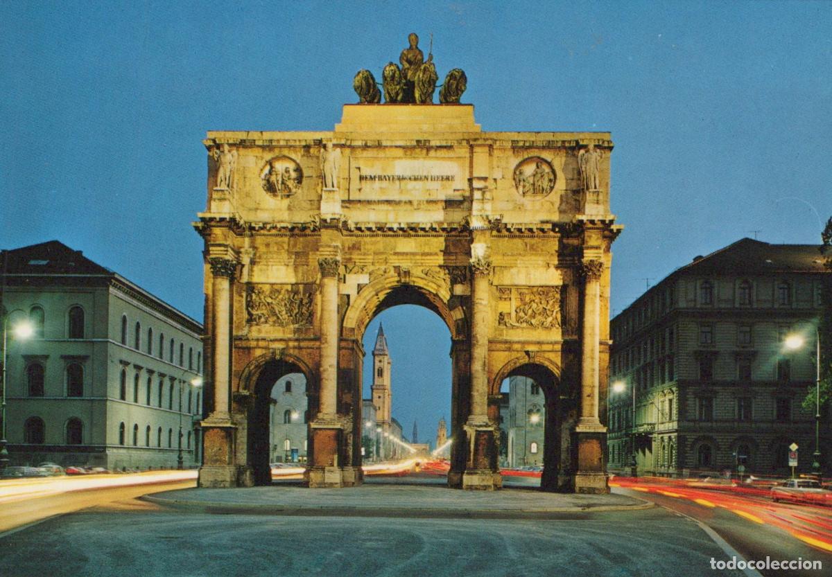 Postkarten: Germany Munich Siegestor 1844 and Ludwigskirche At Night Unposted *YAR539