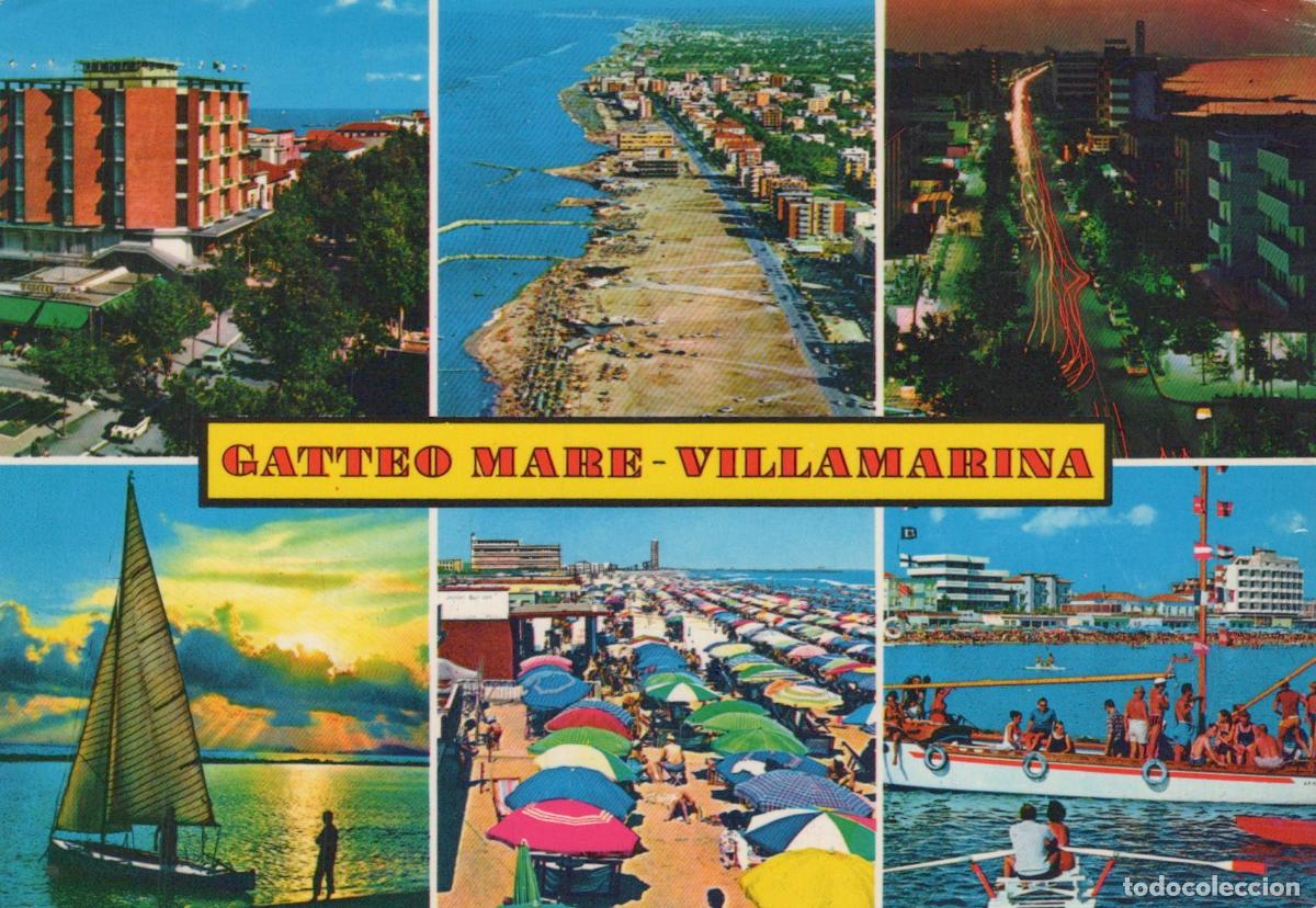 Postcards: Italy Gatteo Mare Villamarina Beach Coastline Sailboat City Views *YAR628