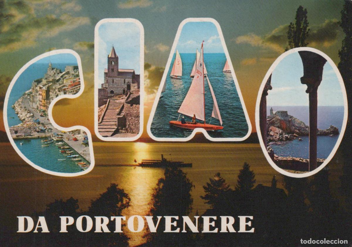 Postcards: Italy Portovenere Coastal Town Church Sailboats Sunset View *YAR646