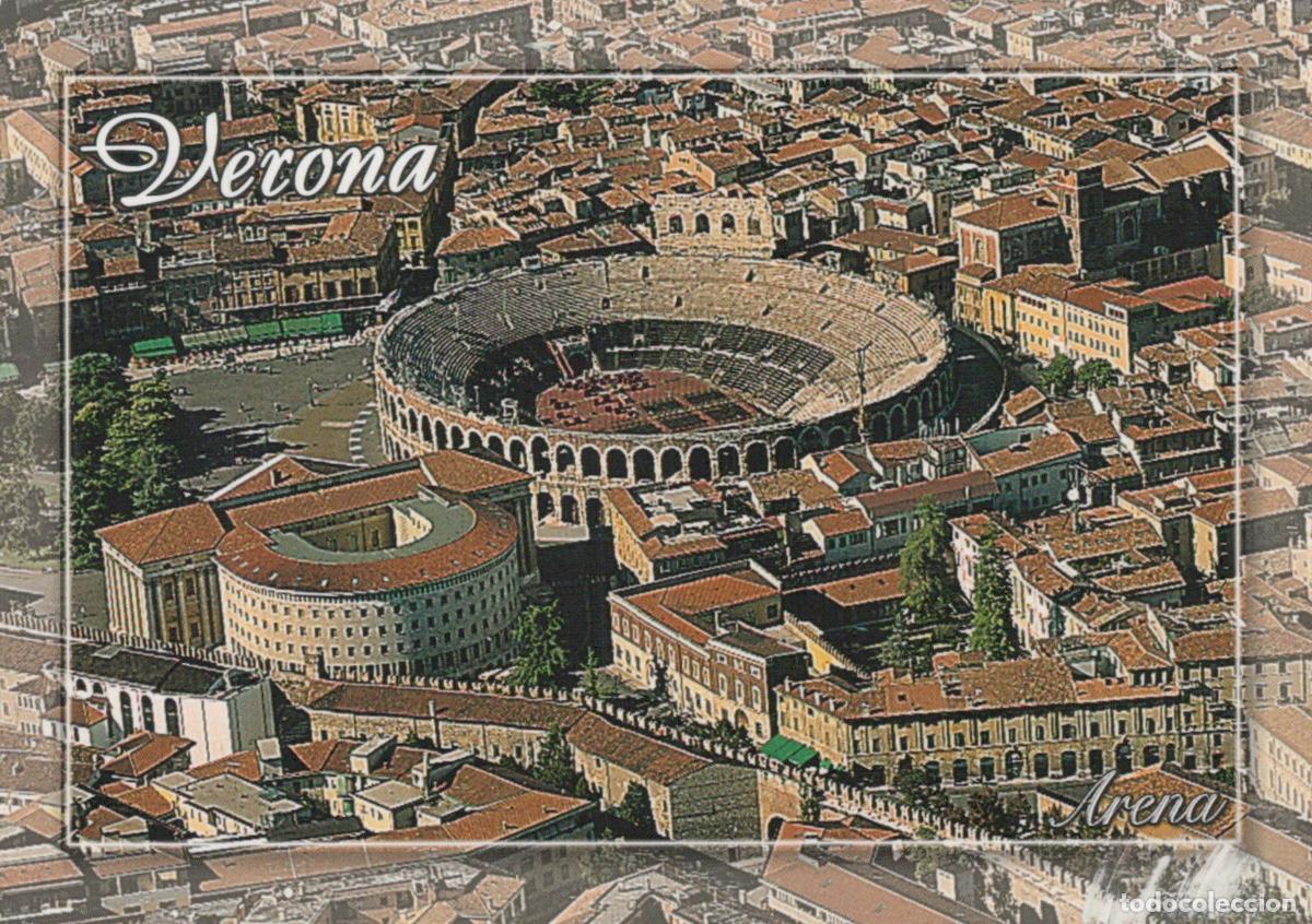 Postcards: Italy Verona Aerial View of Ancient Roman Arena Amphitheater Cityscape *YAR663