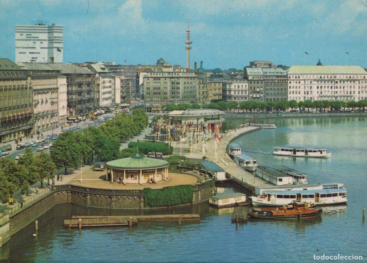 Postkarten: Germany Hamburg Jungfernstieg and Binnenalster Lake With Boats Unposted *YAR660
