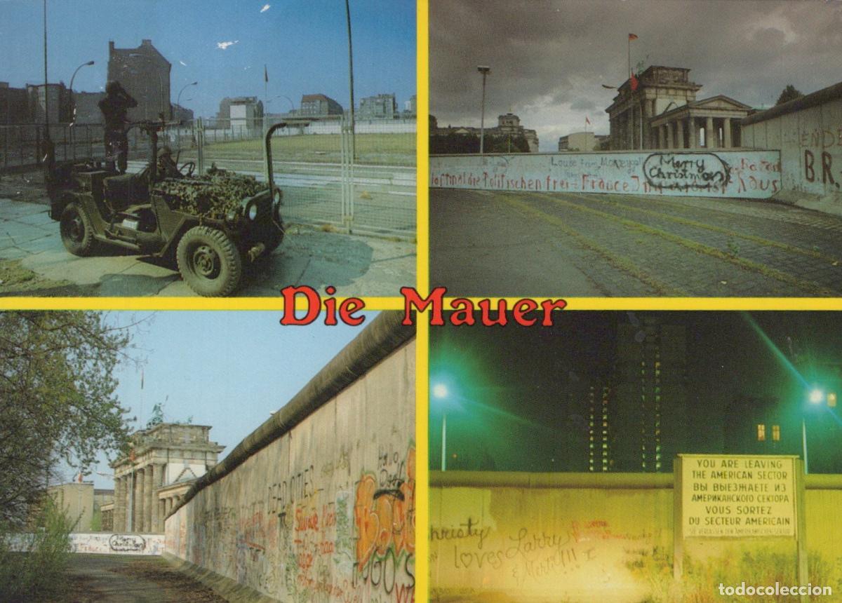 Postkarten: Germany Berlin Wall die Mauer Brandenburg Gate US Army Jeep Unposted *YAR671