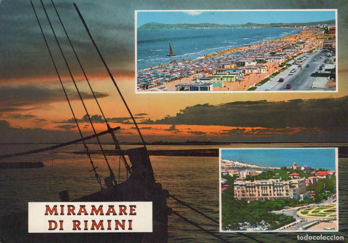 Postkarten: Italy Rimini Miramare DI Beach Sunset and City View *YAR675