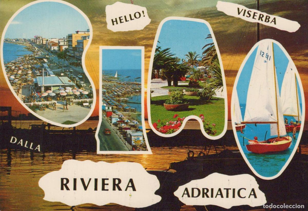 Postkarten: Italy Viserba Riviera Adriatica Beach Sailboats Coastal View *YAR680