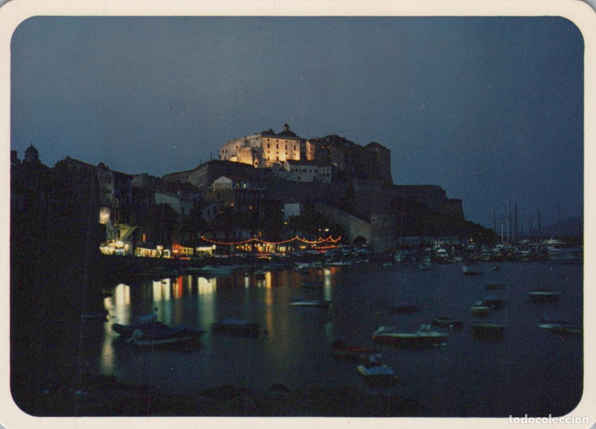 Postkarten: France Calvi Illuminated Quays and Citadel At Night Seaport Unposted *YAR698