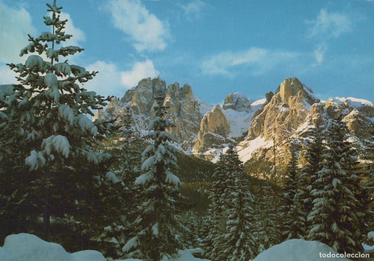 Postkarten: Italy Val DI Fassa Dolomites Snow Covered Mountains Pine Trees Winter *YAR713