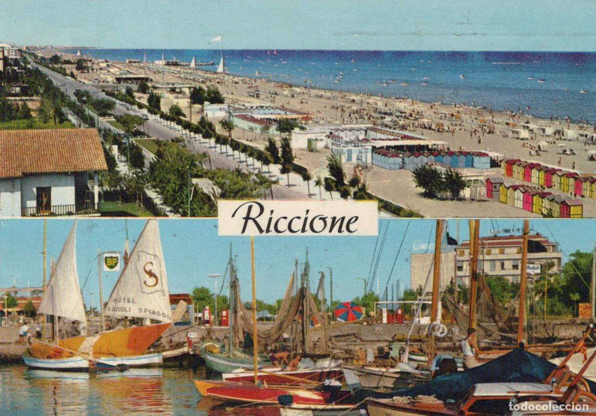 Postales: Italy Riccione Beachfront Promenade and Marina With Fishing Boats *YAR710