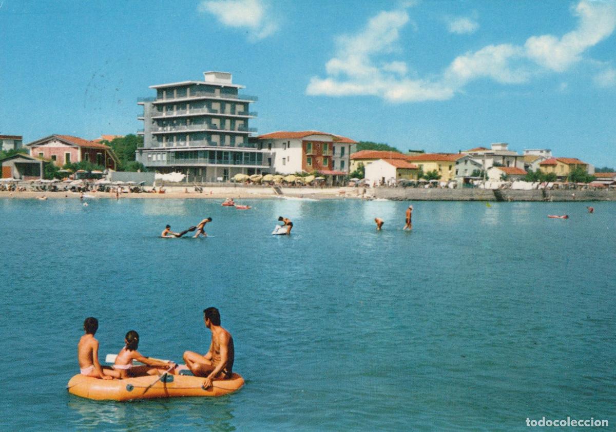 Postcards: Italy San Mauro Mare Hotels Seen From the Sea Beach Scene With Swimmers *YAR715