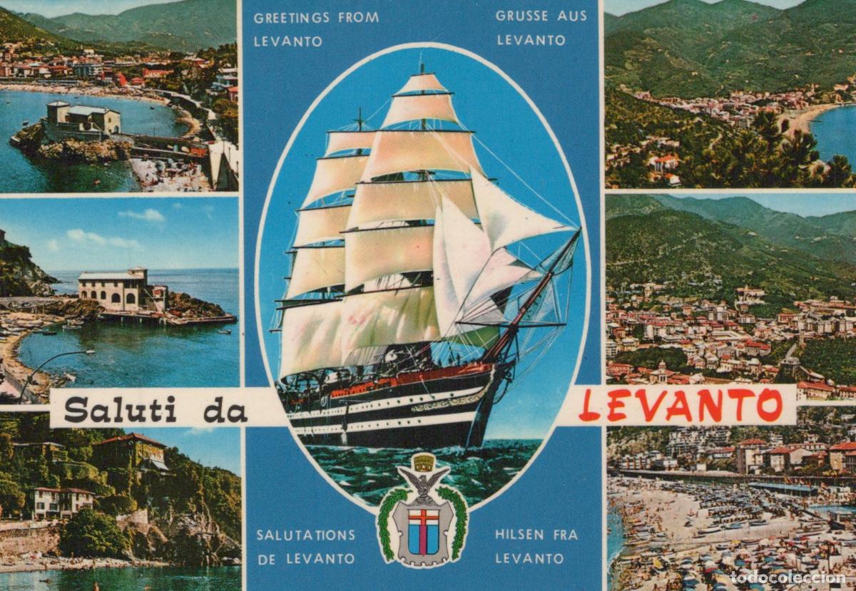 Postais: Italy Levanto Greetings From Coastal Town Views and Sailing Ship *YAR728