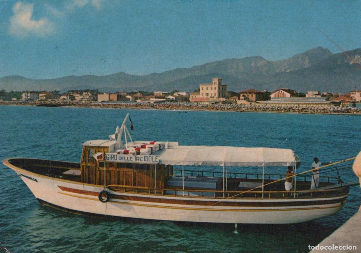 Postales: Italy Marina DI Massa View From the Sea With Giro Delle Tre Isole Boat *YAR740