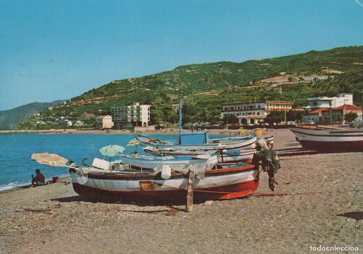 Postales: Italy Capo D Orlando Beach With Fishing Boats and Coastal Town View *YAR761