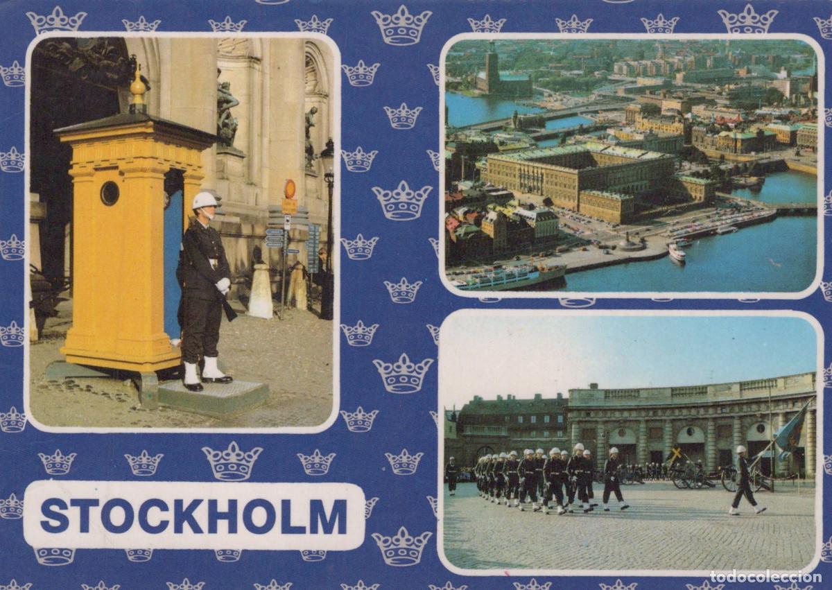 Postkarten: Sweden Stockholm Royal Palace Guard Change Cityscape Vintage *YAR765