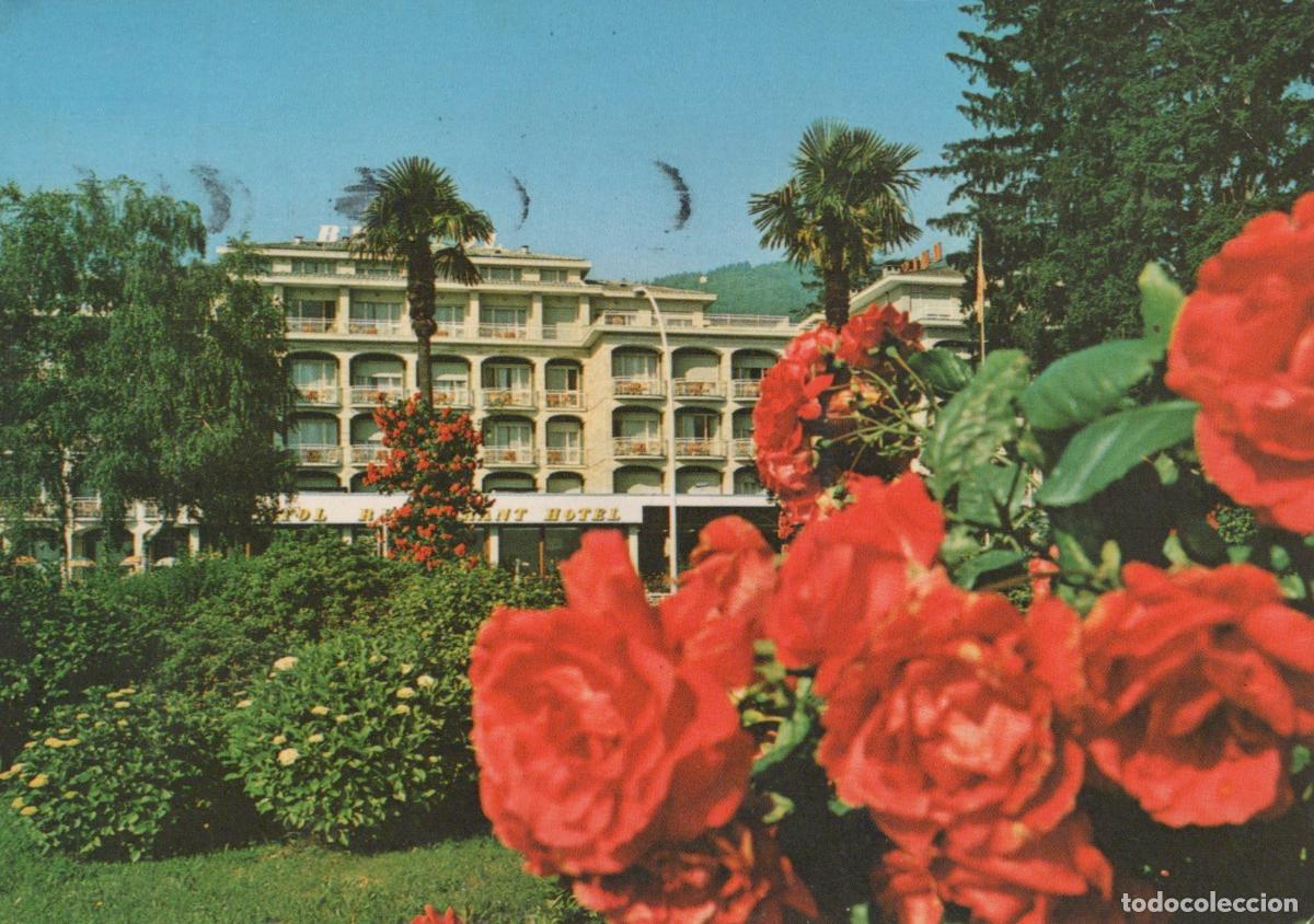 Postkarten: Italy Stresa Hotel Bristol With Red Roses and Palm Trees Lake Maggiore *YAR793
