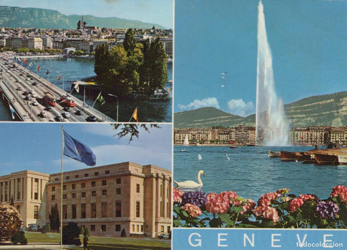 Postkarten: Switzerland Geneva City View Jet D Eau UN Building Mont Blanc Bridge *YAR786