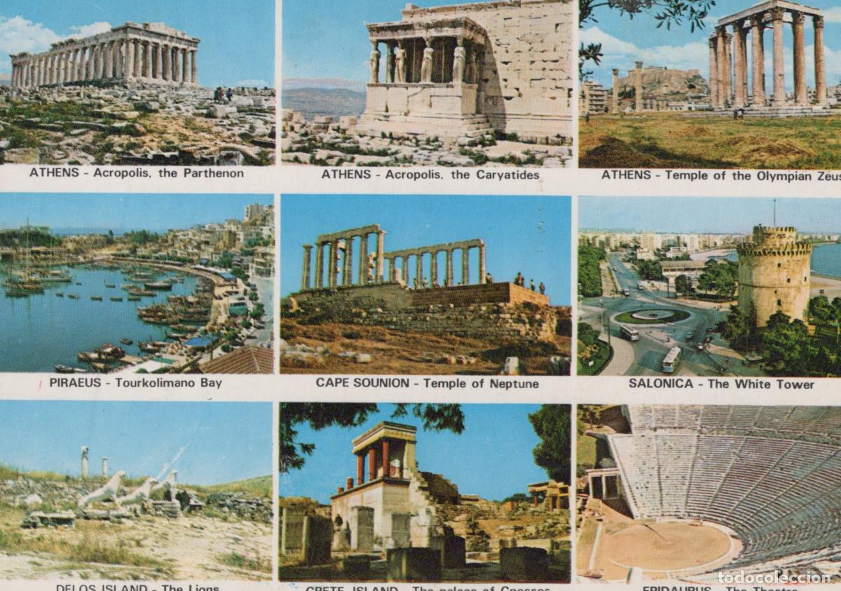 Postcards: Greece Athens Multi View Piraeus Sounion Salonica Delos Crete Epidaurus *YAR808