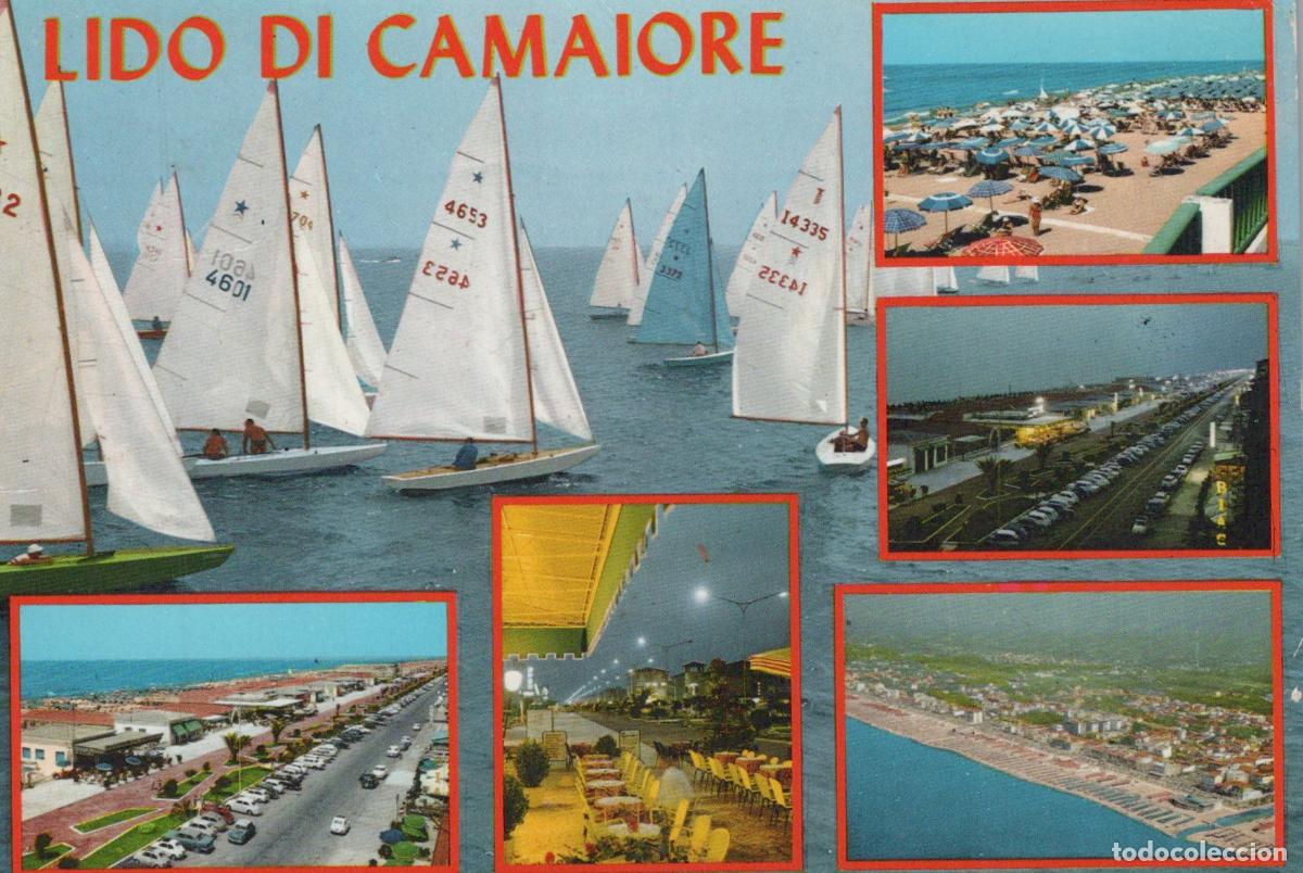 Postcards: Italy Lido DI Camaiore Sailboats Beach Aerial View Street Scenes *YAR866