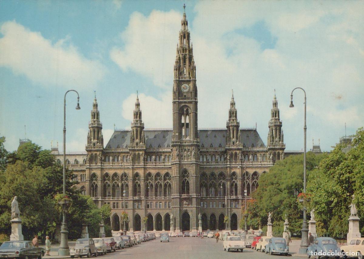Cartes Postales: Austria Vienna Rathaus City Hall Gothic Revival Architecture 1950s Cars *YAR897