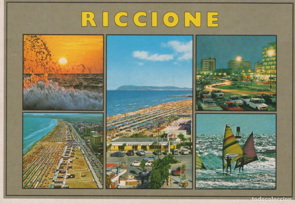 Cartes Postales: Italy Riccione Multi View Beach Sunset Nightlife Windsurfing Aerial View *YAS141