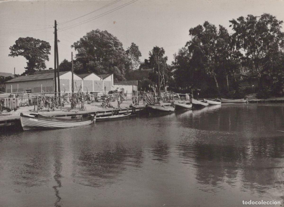 Postcards: Poland Rowy Fishing Port Boats Docked Along the Riverbank Unposted *YAS315