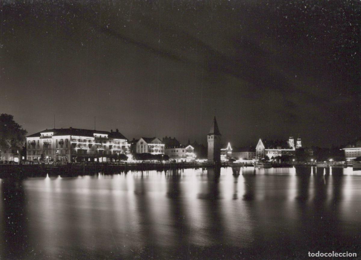Postkarten: Germany Lindau Night View of Waterfront Buildings and Harbor Unposted *YAS328