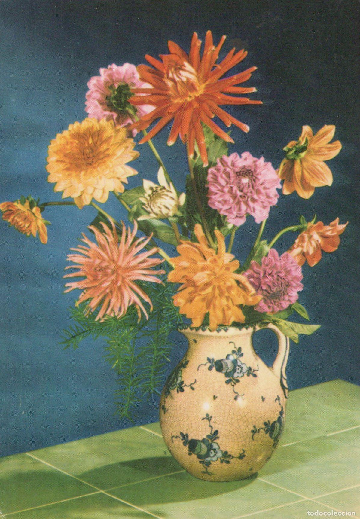 Postkarten: Germany Reichenbach IM Vogtland Still Life With Dahlias in A Decorative *YAS455