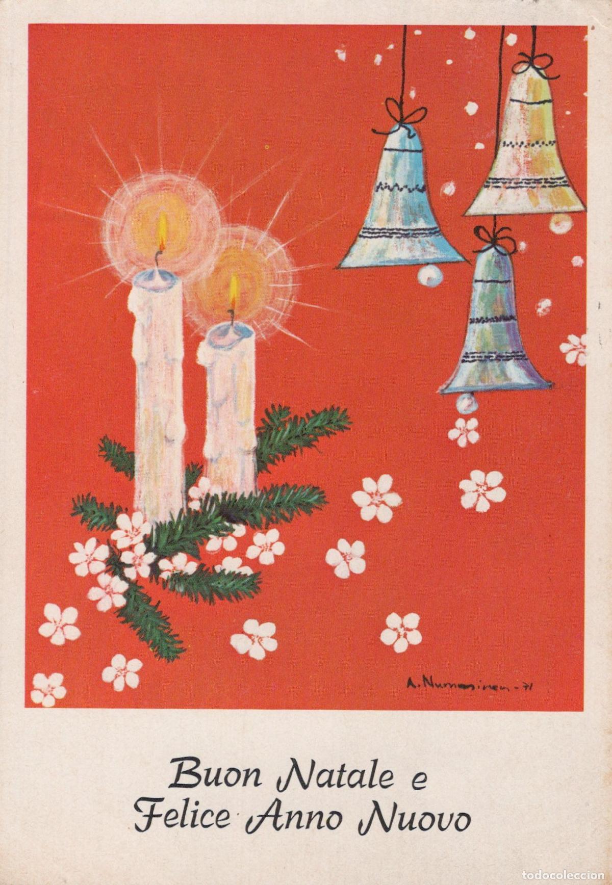 Postcards: Italy Christmas Candles Bells Flowers Buon Natale E Felice Anno Nuovo *YAS545
