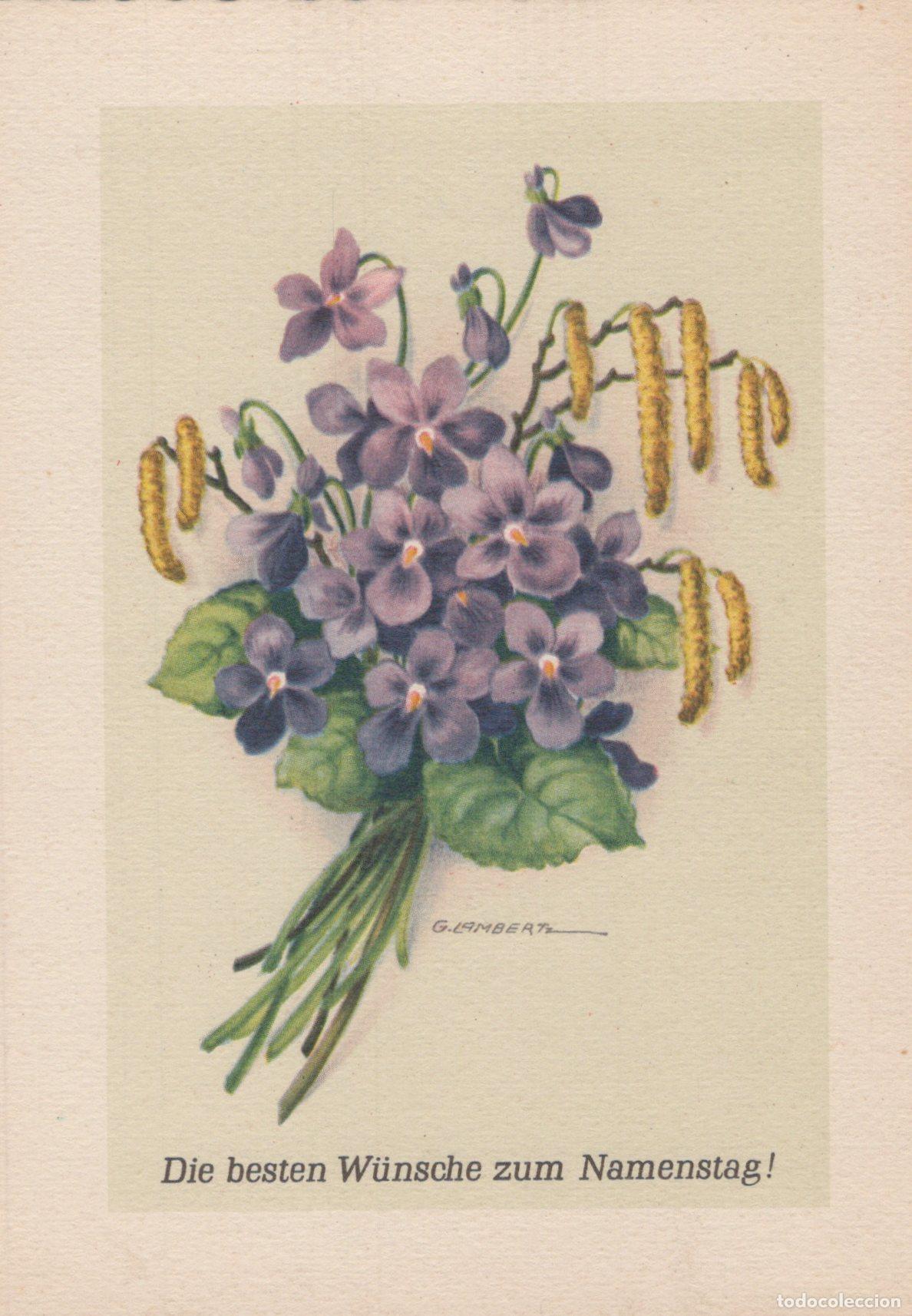 Cartes Postales: Violets and Catkins Bouquet Best Wishes for Name Day Unposted *YAS562