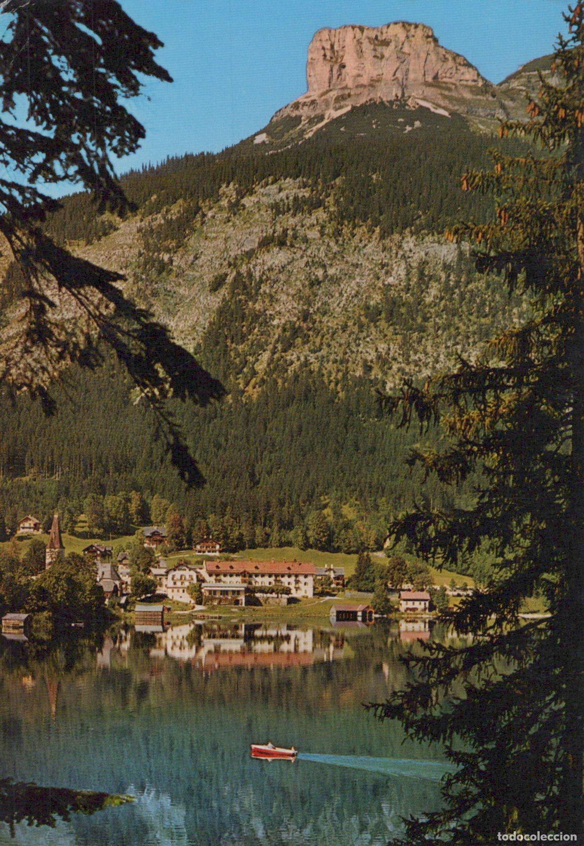 Cartoline: Austria Alt Aussee Lake With Loser Mountain Village Boat On Water *YAS651